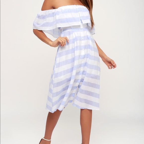 Lulu's Transatlantic Voyage Blue & Ivory Dress - Picture 3 of 11